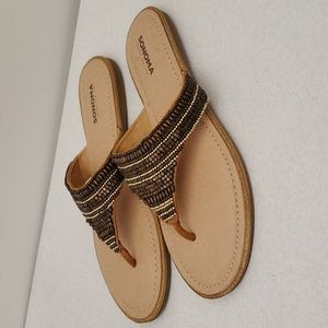 Sonoma Copper Brown Beaded Thong Sandals, 8M